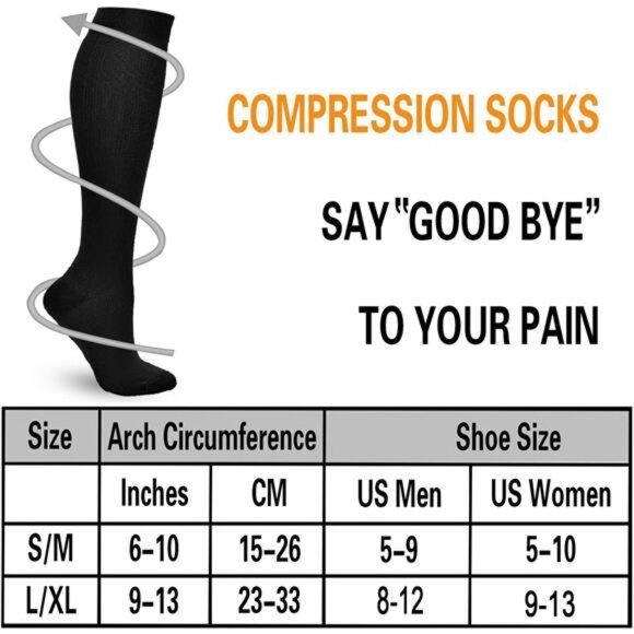 Double Couple 5 Pairs Wide Calf Compression Socks for Men Women - Picture 2 of 8